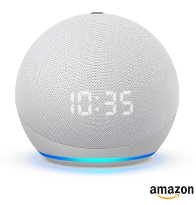 Echo Dot (4ª geração) Smart Speaker Amazon com Relógio e Alexa Branco