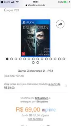Dishonored 2 PS4 - R$69
