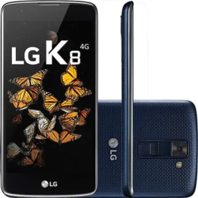 [Casas Bahia] Smartphone LG K8 Índigo com 16GB, Dual Chip, Tela HD de 5,0", 4G, Android 6.0, Câmera 8MP e Processador Quad Core de 1.3 GHz - R$ 599 em 10x