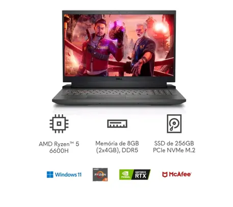 Notebook Gamer Dell G15 AMD Ryzen 5 8GB