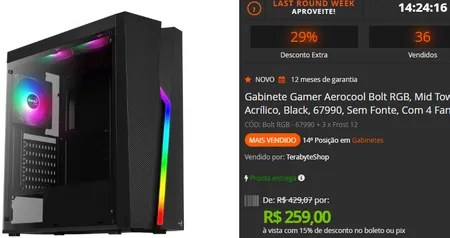 Gabinete Aerocool -> 4 FANS 120 INCLUSAS <- AcrílicO, RGB, Mid Tower