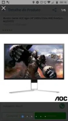 Monitor Gamer AOC Agon 24" 240Hz | R$1.894