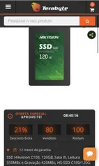 SSD Hikvision C100, 120GB, Sata III, Leitura 550MBs e Gravação 420MBs,m R$ 149