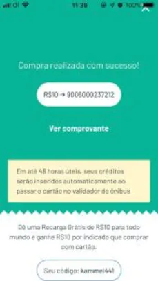 [Primeiro Uso] R$10 Off  em recarga de cartão de passagem no RecargaPay