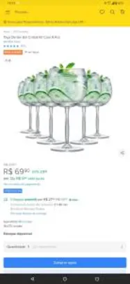 Taça De Gin Em Cristal Kit 6 Pcs | R$ 70