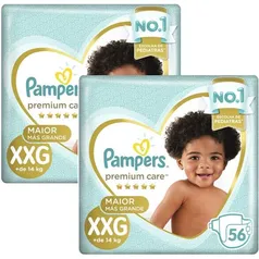 Kit Fralda Pampers Premium Care XXG 112 Unidades