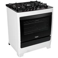 Fogão 5 Bocas de Piso Dako, Acendimento Automático, Forno 100L, Branco - Supreme Glass - Bivolt