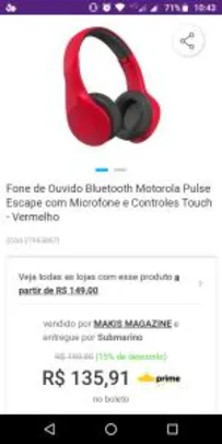 Fone bluetooth Motorola | R$136