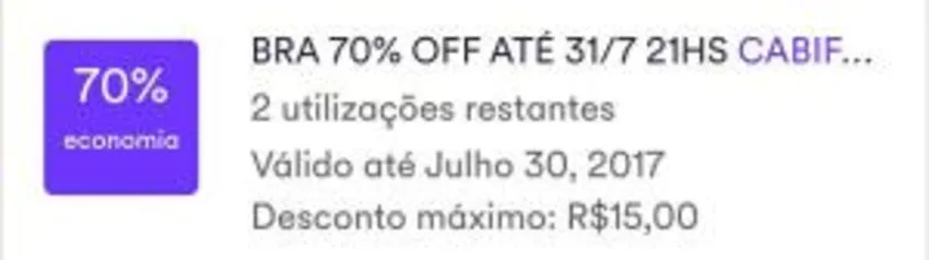 Cabify BR 70% até 31.7