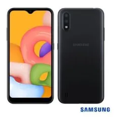 Samsung Galaxy A01 Preto, com Tela de 5,7" R$569