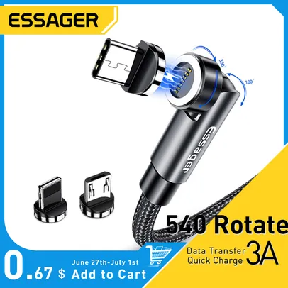 Cabo Essager 540 magnético 1 metro USB A/C/iphone