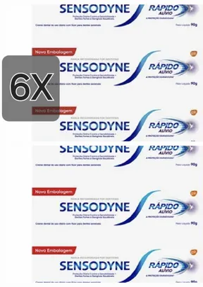 [REC] 6 Unidade Sensodyne Creme Dental Rápido Alívio e Proteção Duradoura - 90g