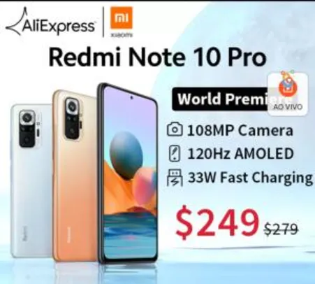 Smartphone Redmi note 10 pro 128gb 6gb | R$1516