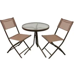 Conjunto de Jardim com Mesa E 2 Cadeiras Marrom