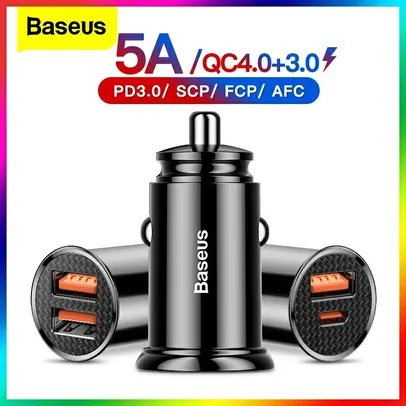 [NOVOS USUÁRIOS] Carregador Veicular USB 30w Baseus | R$10