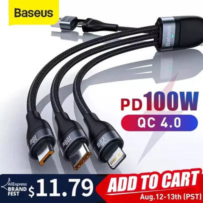 Baseus PD 100W QC4.0 3 in 1 USB C | R$ 61