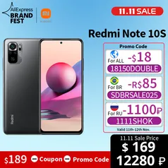 [11.11] Xiaomi Redmi Note 10S 6/64 GB, cinza 