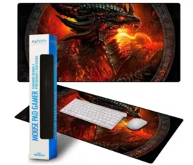 Exbom MP7035C, Mouse Pad Extra Grande 700x350x3mm Gamer Base Antiderrapante e Bordas Costuradas Preto