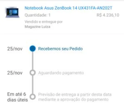 (Cliente Ouro + App) Notebook Asus Zenbook 14 UX431FA-AN202T R$4236