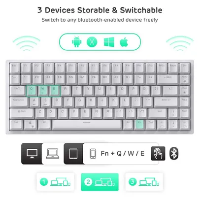 Teclado Royal kludge rk84 mecânico 84 chaves modo triplo sem fio 