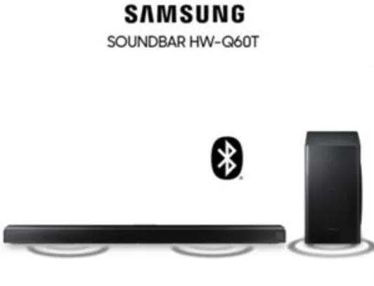Soundbar Samsung HW-Q60T, com 5.1 canais, potência de 360W, Subwoofer sem fio e Acoustic Beam | R$2059