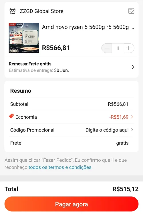 Imagem na descrição da promoção