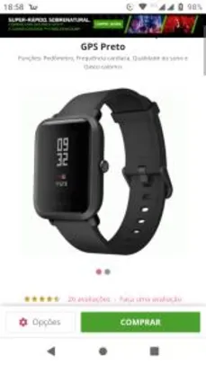 Smartwatch Xiaomi Amazfit Bip A1608 GPS Preto | R$322