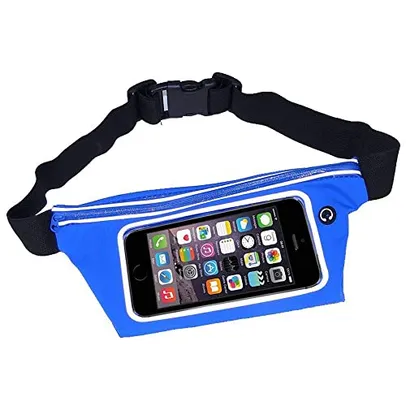 Pochete cinto porta celular fitness Corrida até 5.5 Pol Impermeável AZUL CBRN02047