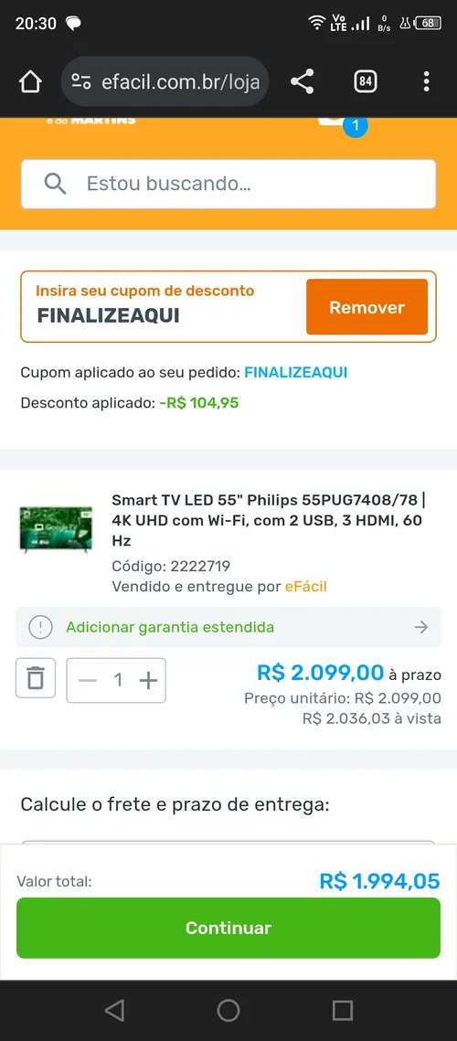 Imagem na descrição da promoção