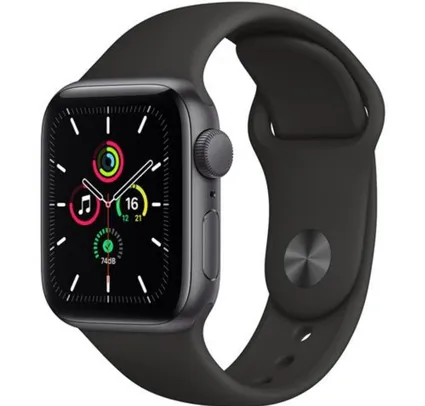 Apple Watch SE GPS, 40mm, Caixa Cinza Espacial de Alumínio com Pulseira Esportiva Preta | R$2065