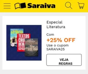 Desconto de 25% em livros