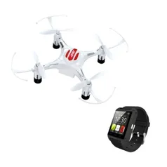 Kit de Mini Drone branco e Relógio Smart Preto