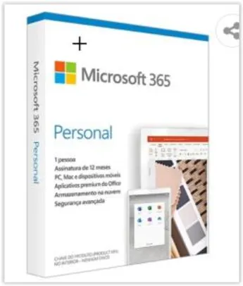 Microsoft 365 Personal Assinatura Anual para 1 Usuário PC, Mac, iOS e Android | R$ 60