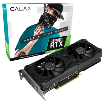 Placa de Video GALAX, GeForce RTX 3060, (1-Click OC), LHR, 12GB, GDDR6, DLSS, Ray Tracing, 36NOL7MD1VOC