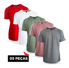 Camiseta Masculina Kit Com 5 Original, Algodão 