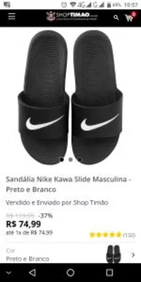 Sandália Nike Kawa Slide Masculina - Preto e Branco - R$75
