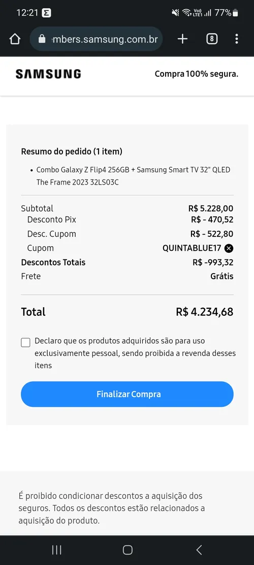 Imagem na descrição da promoção