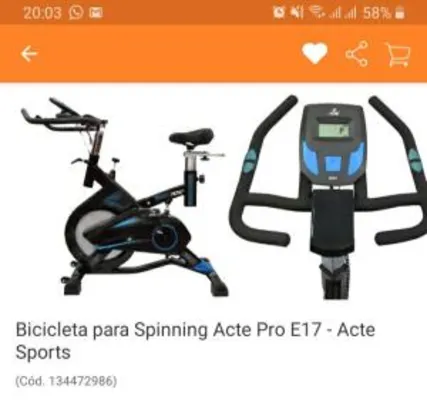 Saindo por R$ 2409,31: Bicicleta para Spinning Acte Pro E17 - Acte Sports | R$2409 | Pelando