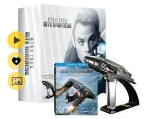 Saindo por R$ 99: [SARAIVA] Star Trek: Além da Escuridão - KIT - Blu-Ray 3D + Blu-Ray + Phaser  - R$99,00 | Pelando
