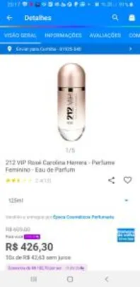 [Clube da lu + MagaluPay= R$ 276] 212 VIP Rosé Carolina Herrera 125ml