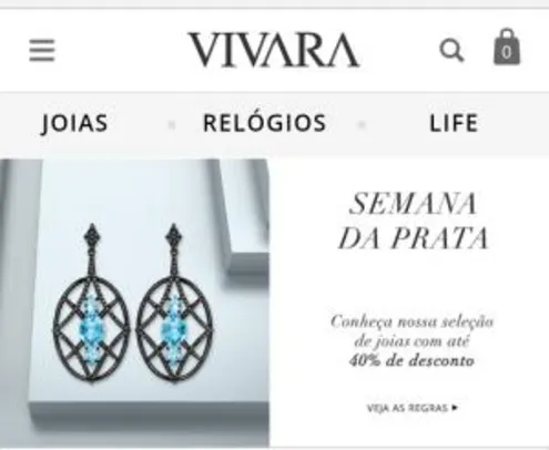 Descontos de 40% em pratas e 50% nos produtos by Vivara