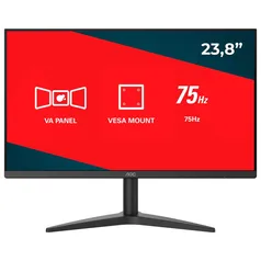 Monitor para PC AOC Série B1 24B1XHM 23,8” - LED Widescreen Full HD HDMI VGA - Monitor para Computador 