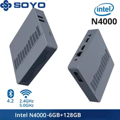 SOYO-M2 Air Mini PC, PC poderoso, Intel N4000, Windows 11 Pro-compacto e ideal para casa, negócios e jogos, 6GB de RAM, 128GB EMMC 