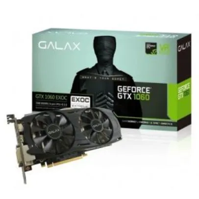 Placa de Vídeo Galax GeForce GTX 1060 EXOC 3GB 60NNH7DVM6O3 192 Bits, GDDR5, PCI-Express 3.0 - R$895