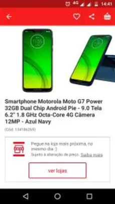 Smartphone Motorola Moto G7 Power 32GB Dual Chip Android Pie - 9.0 Tela 6.2" 1.8 GHz Octa-Core 4G Câmera 12MP | R$1189