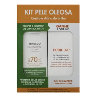 Kit Pele Oleosa: 1 Minesol Oil Control FPS 70 + 1 Gel Purif-AC - R$74,90