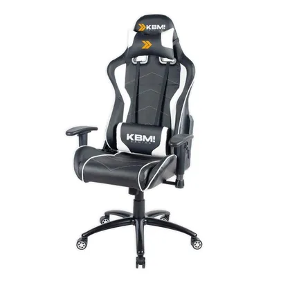 Cadeira Gamer KBM! GAMING Storm CG300, Preta e Branca, Com Almofadas, Reclinável, Descanso de Braço 2D - KGCG300PTBR