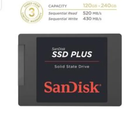 Plus 480Gb, SanDisk, Armazenamento Interno SSD, Preto