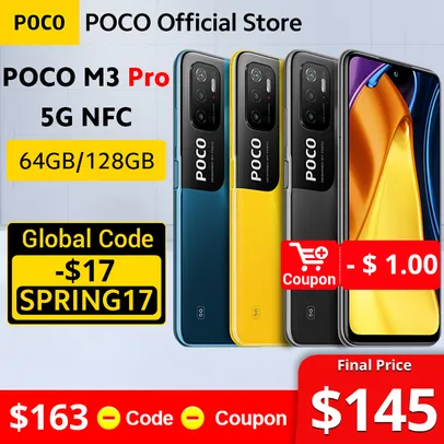 Smartphone POCO M3 Pro 5G 90hz Versão Global NFC Dimensity 700 