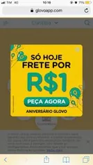 Todos os Fretes a R$1 na Glovo